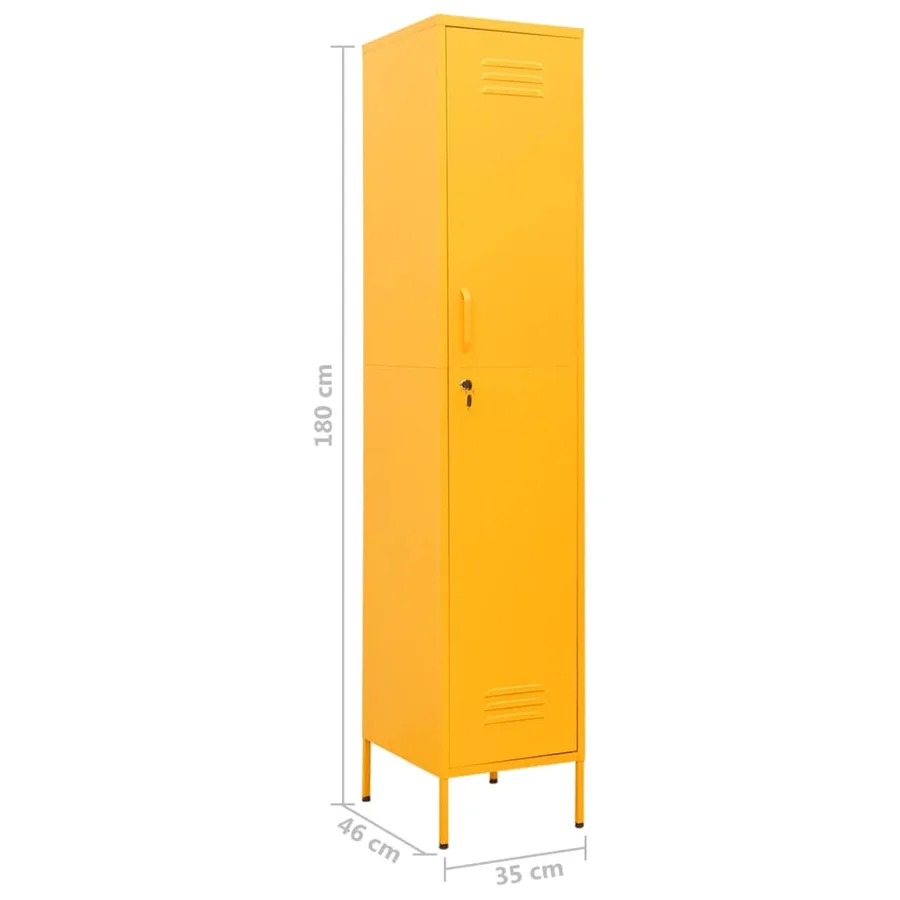Armoire à casiers Jaune moutarde 35x46x180 cm Acier - 9
