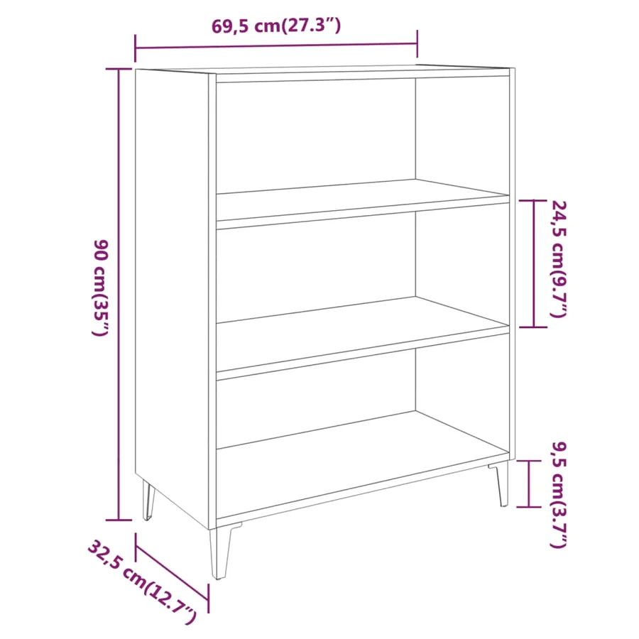 Buffet Blanc 69,5x32,5x90 cm Bois d'ingénierie - 7