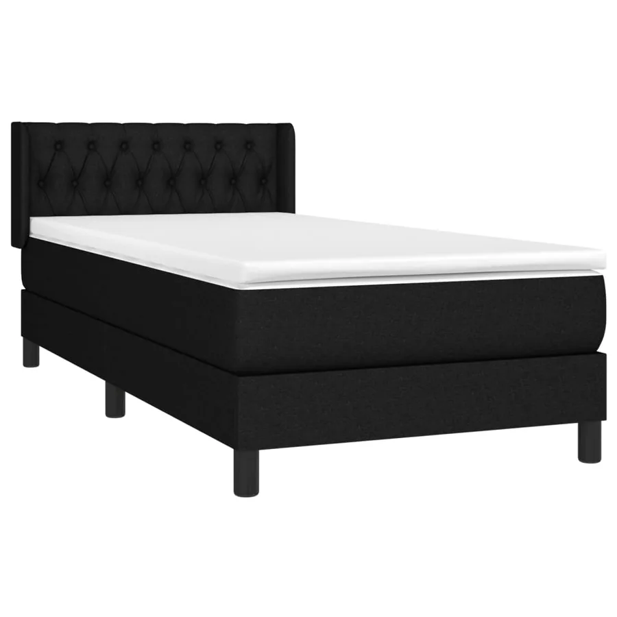 Sommier à lattes de lit avec matelas Noir 90x190 cm Tissu - 3