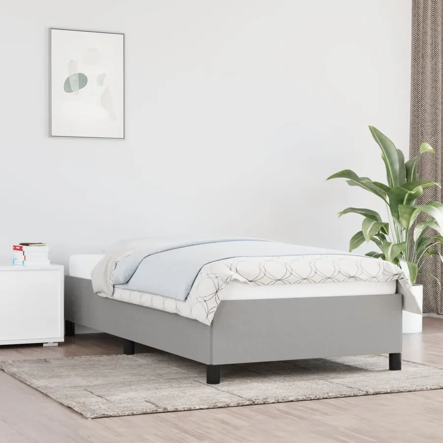Cadre de lit sans matelas gris clair 90x190 cm tissu