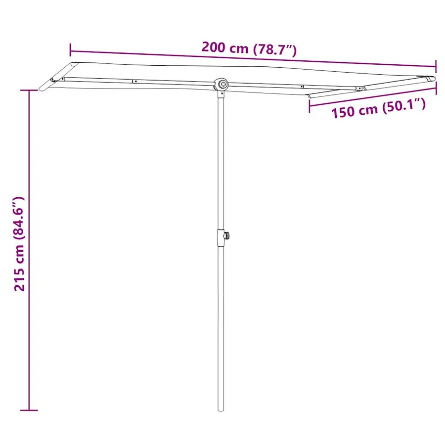 Parasol de jardin avec mât en aluminium 2x1,5 m Taupe - 11