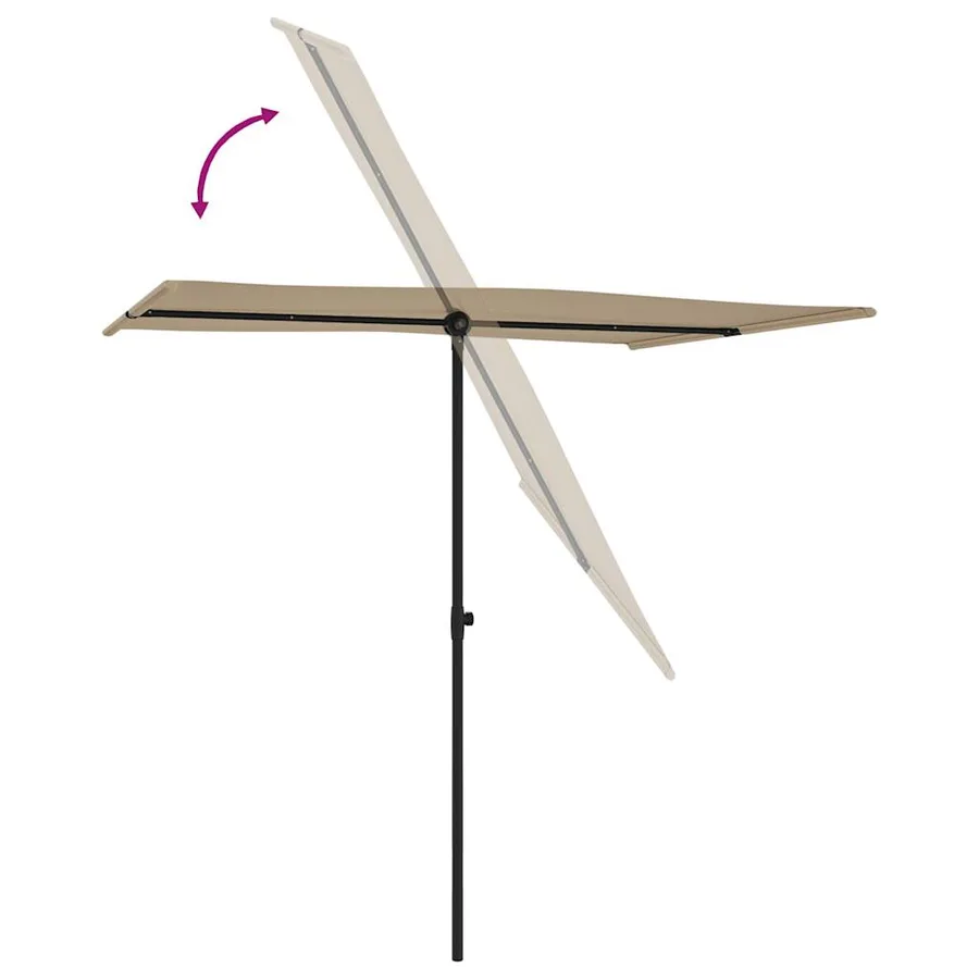 Parasol de jardin avec mât en aluminium 2x1,5 m Taupe - 6