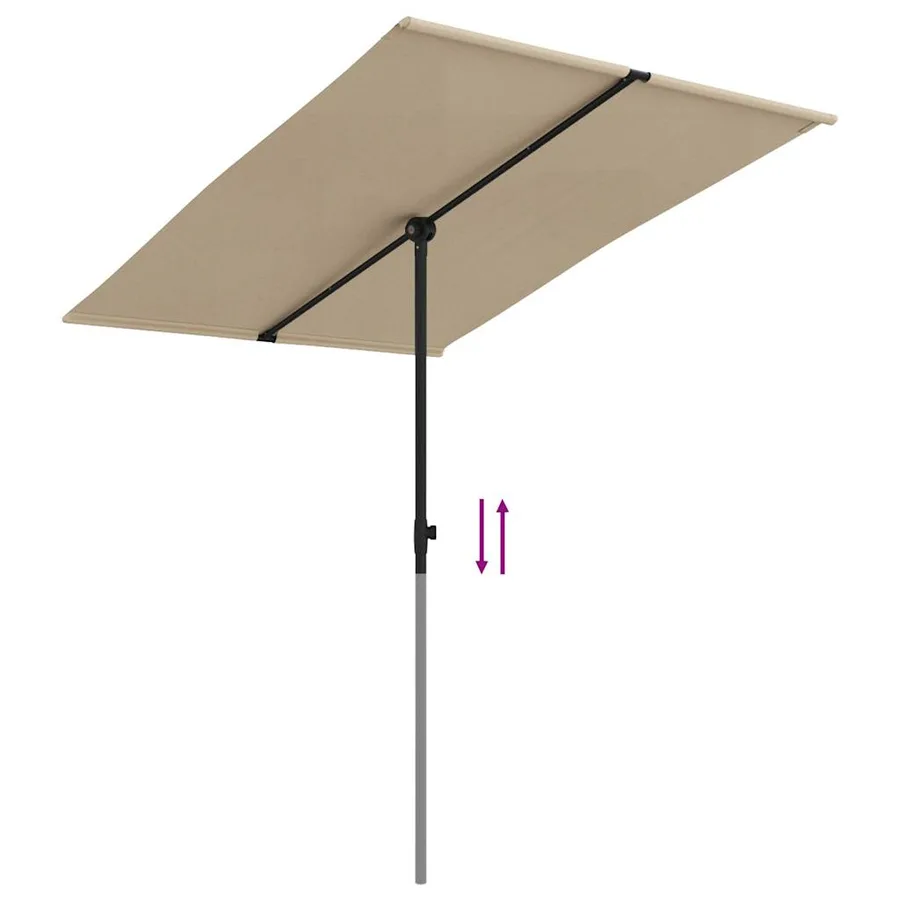 Parasol de jardin avec mât en aluminium 2x1,5 m Taupe - 7