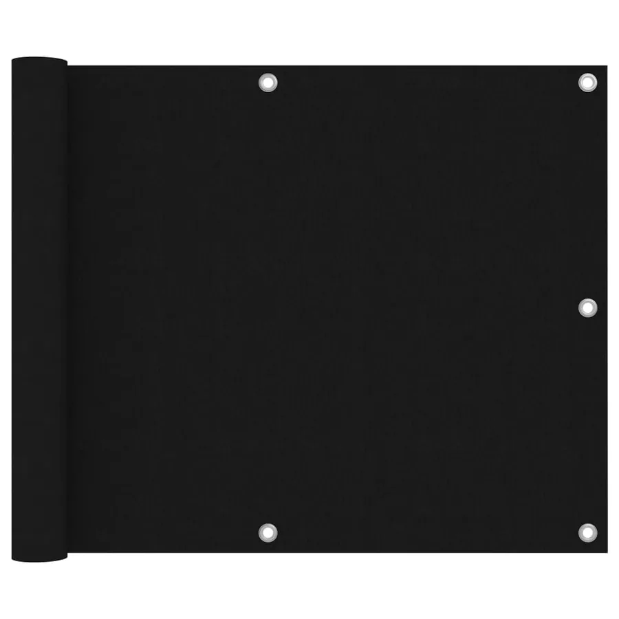 Écran de balcon Noir 75x500 cm Tissu Oxford