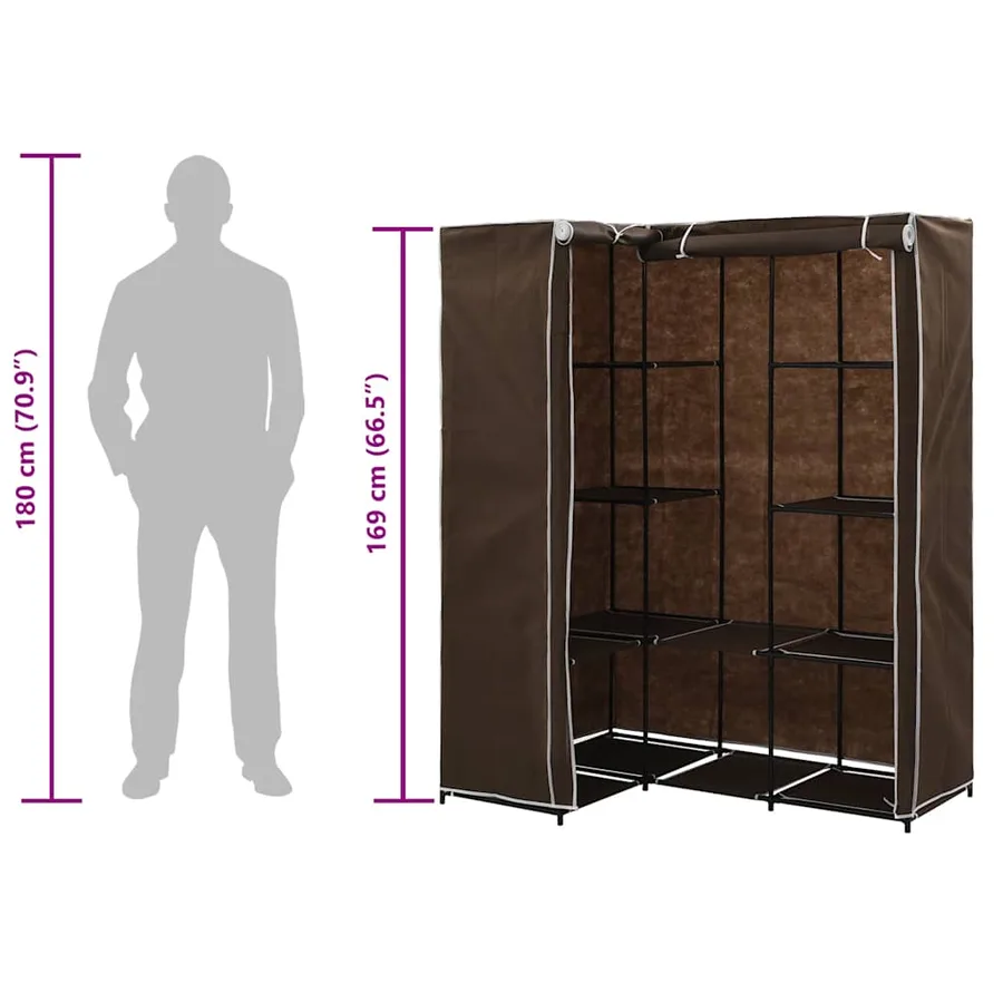 Garde-robe d'angle Marron 130x87x169 cm - 8