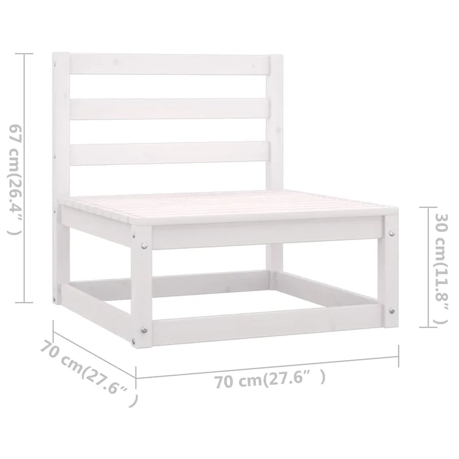 Salon de jardin 4 pcs Blanc Bois de pin massif - 11