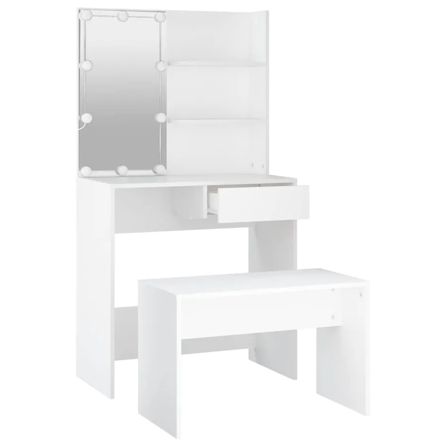 Ensemble de coiffeuse avec LED Blanc Bois d'ingénierie - 6