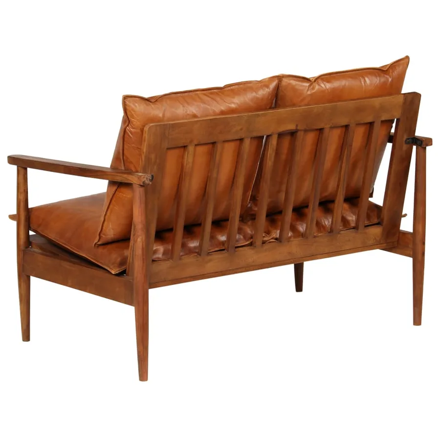 Ensemble de canapés 3 pcs Cuir véritable Bois massif d'acacia - 6