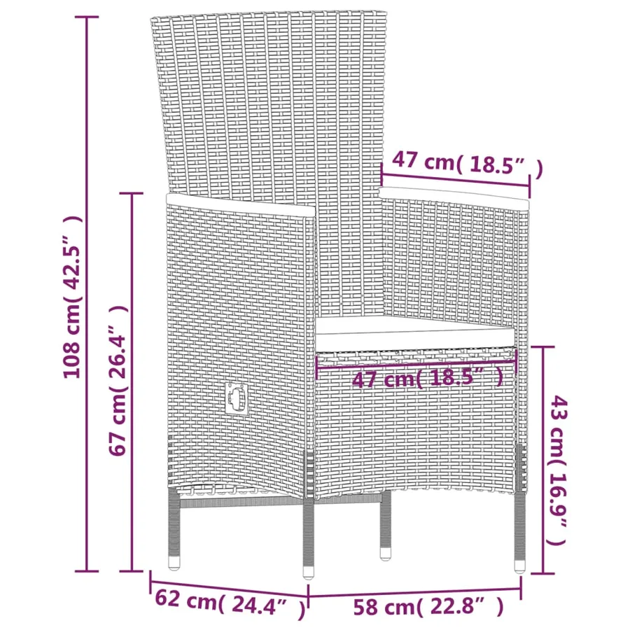 Ensemble à manger de jardin avec coussins 7 pcs Noir - 10