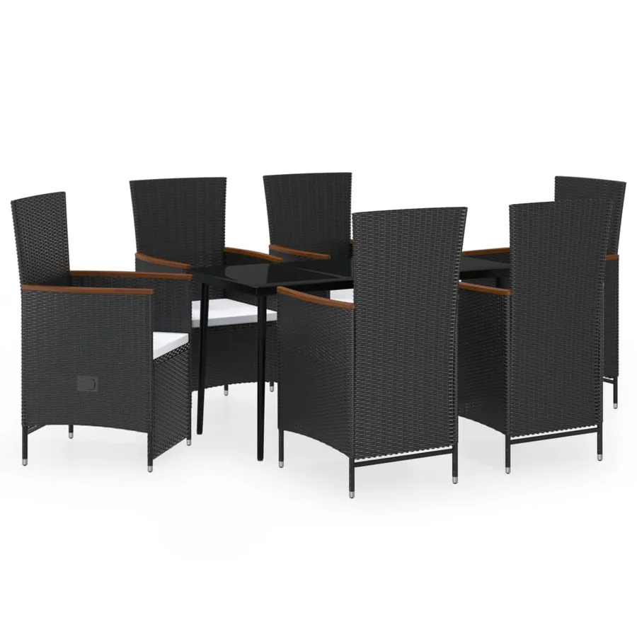 Ensemble à manger de jardin avec coussins 7 pcs Noir - 2