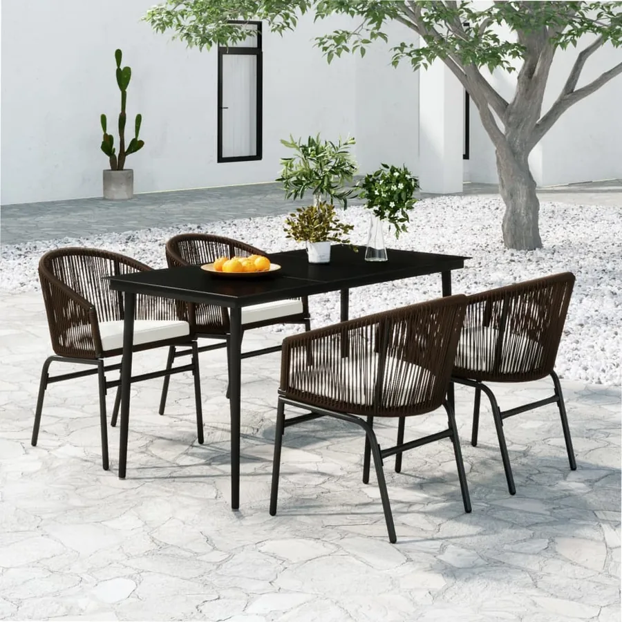 Ensemble à manger de jardin 5 pcs Marron