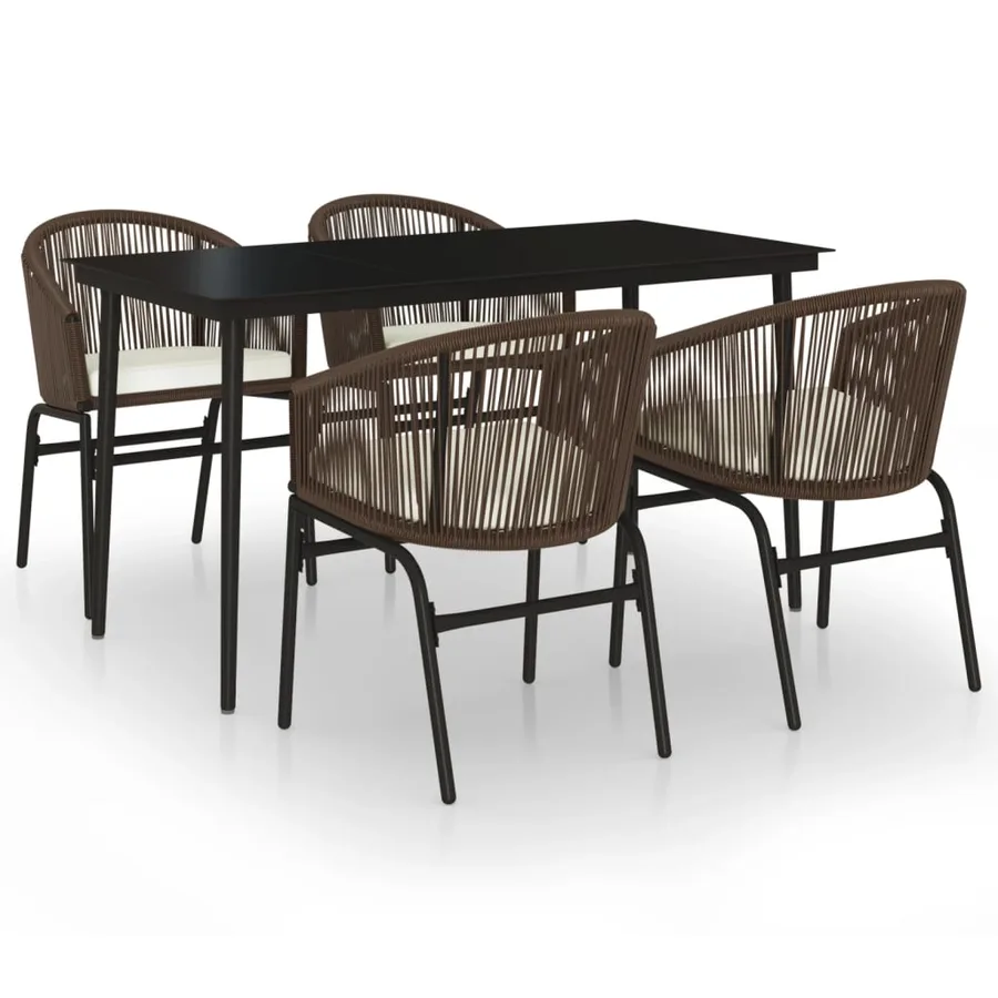 Ensemble à manger de jardin 5 pcs Marron - 2