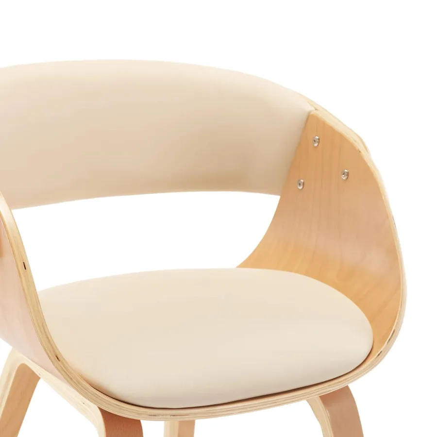 Chaises à manger lot de 4 crème bois courbé et similicuir - 6