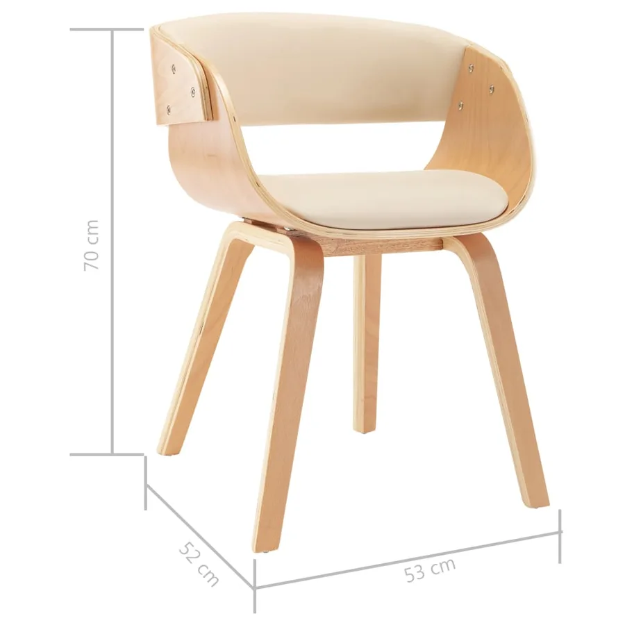 Chaises à manger lot de 4 crème bois courbé et similicuir - 7
