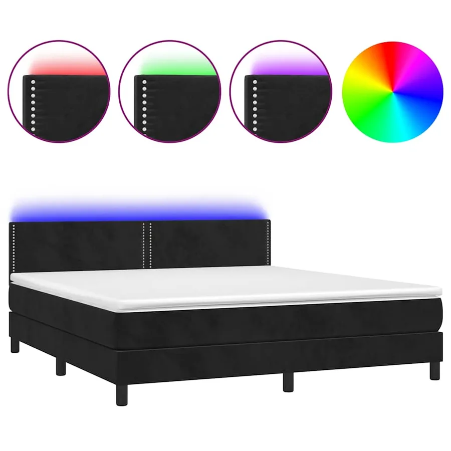 Sommier à lattes de lit avec matelas LED Noir 180x200 cm - 2