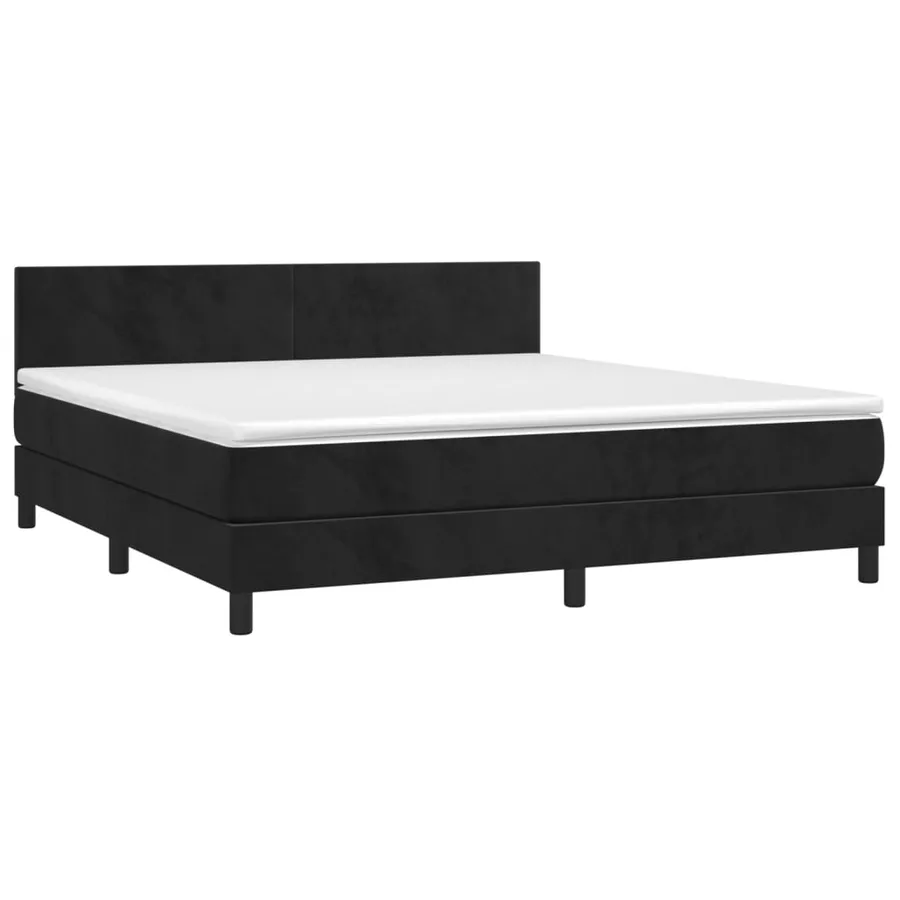 Sommier à lattes de lit avec matelas Noir 180x200 cm Velours - 3