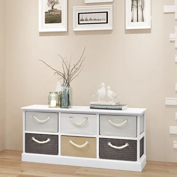 Banc de rangement 6 tiroirs Bois