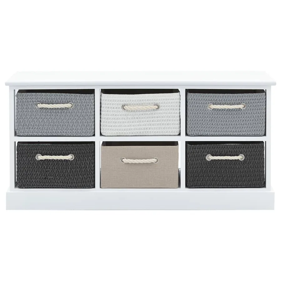 Banc de rangement 6 tiroirs Bois - 3