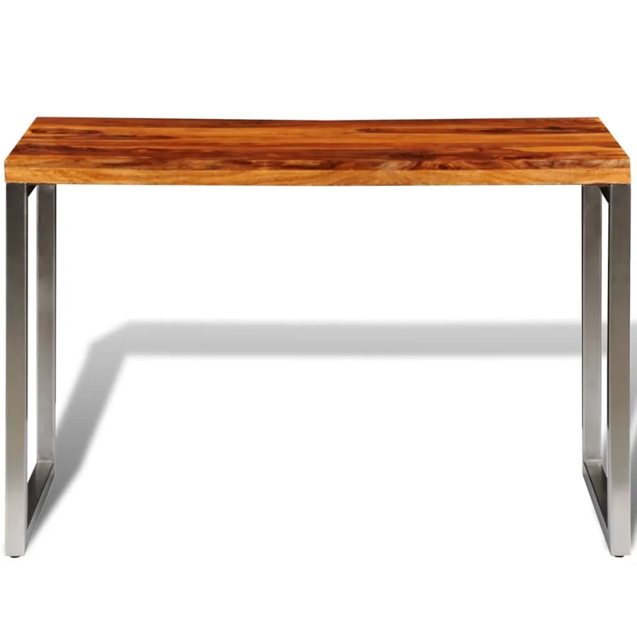 Table à manger avec pieds en acier bois massif - 5