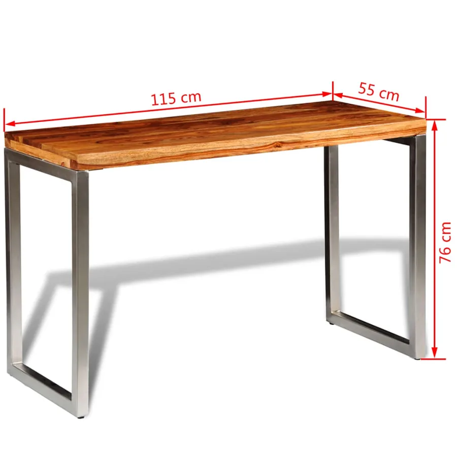 Table à manger avec pieds en acier bois massif - 7
