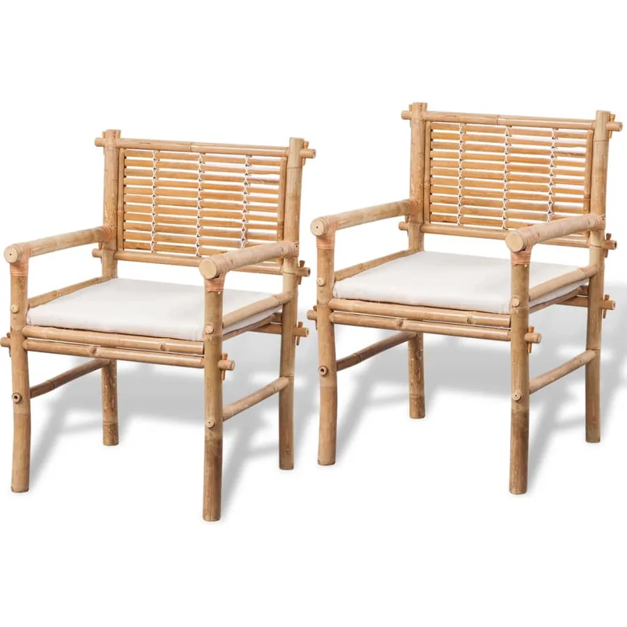 Mobilier de bistro 3 pcs avec coussins Bambou - 3
