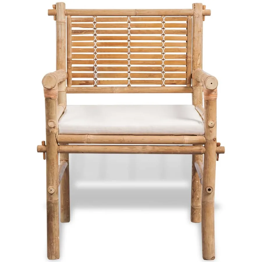 Mobilier de bistro 3 pcs avec coussins Bambou - 4