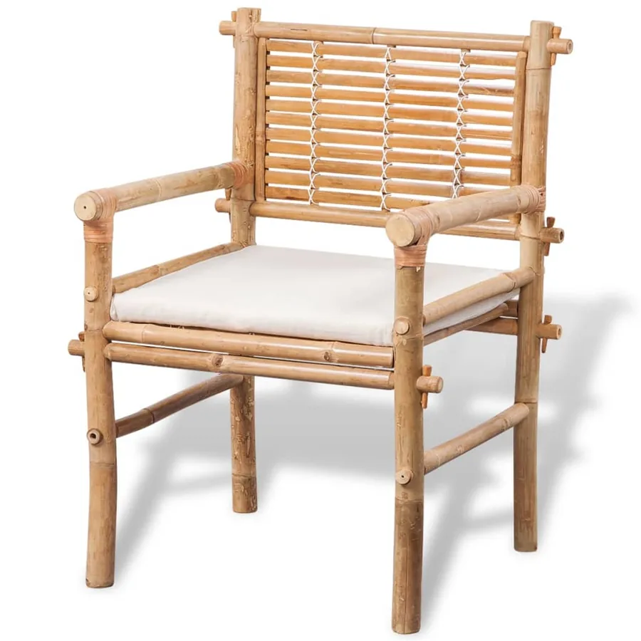 Mobilier de bistro 3 pcs avec coussins Bambou - 6