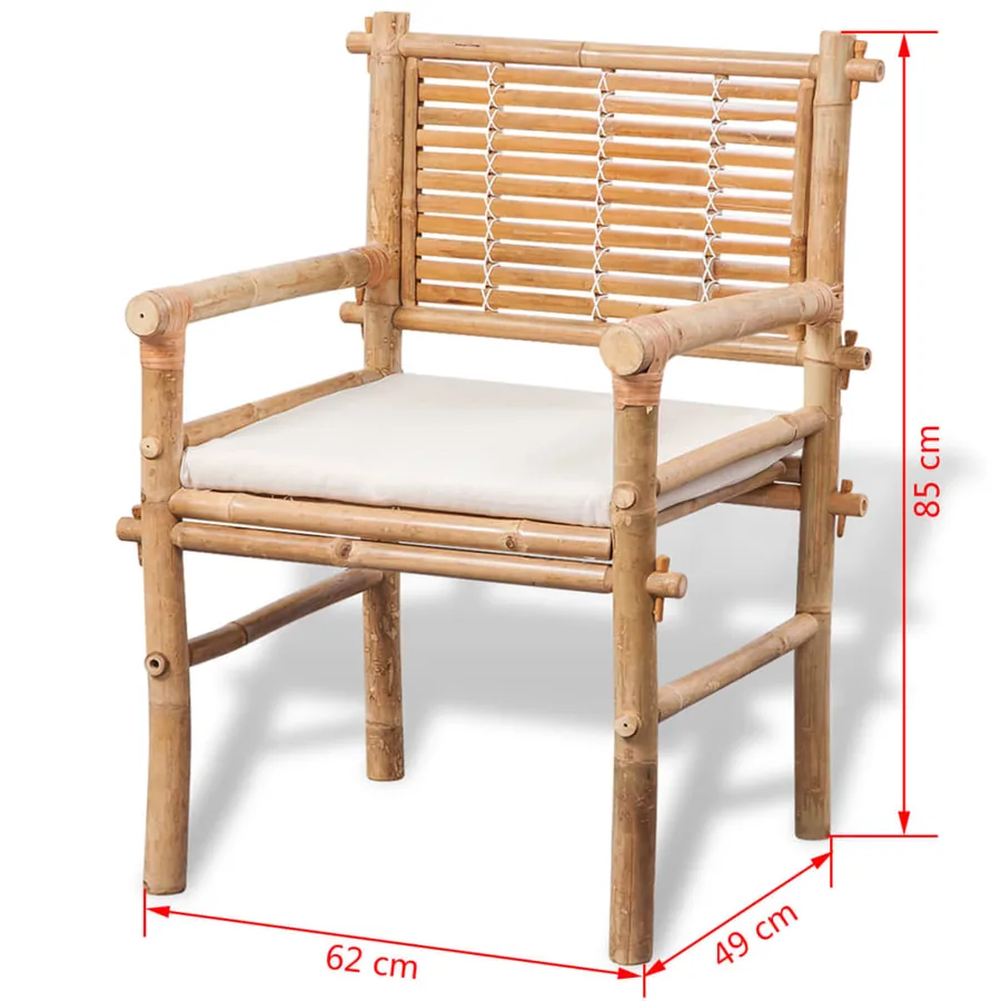 Mobilier de bistro 3 pcs avec coussins Bambou - 8