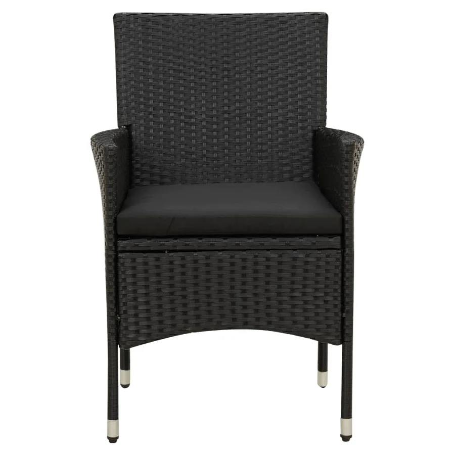 Chaises de jardin avec coussins lot de 4 Résine tressée Noir - 3
