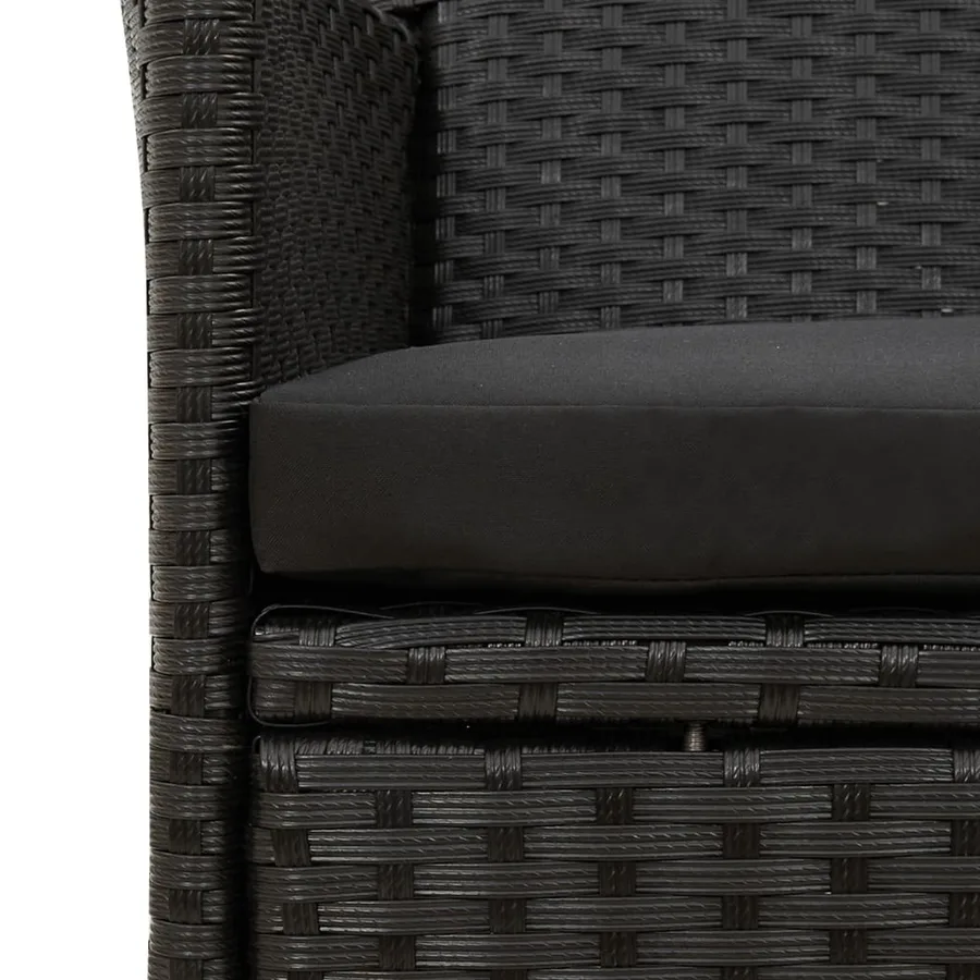 Chaises de jardin avec coussins lot de 4 Résine tressée Noir - 6