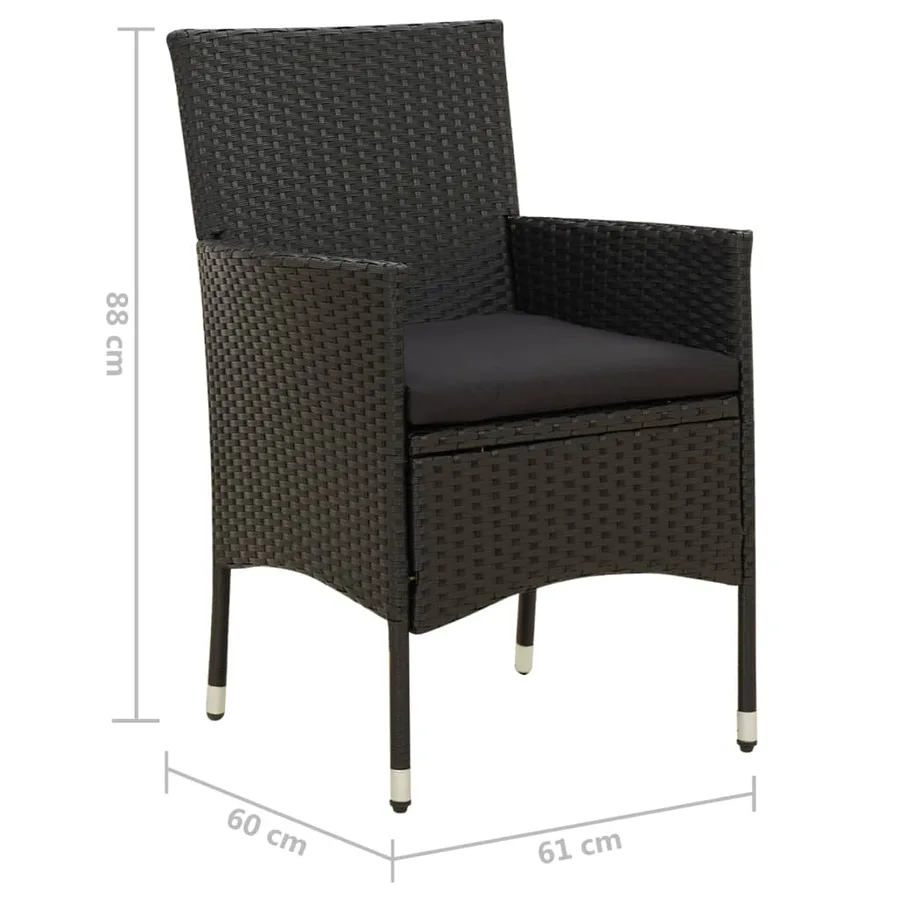 Chaises de jardin avec coussins lot de 4 Résine tressée Noir - 7