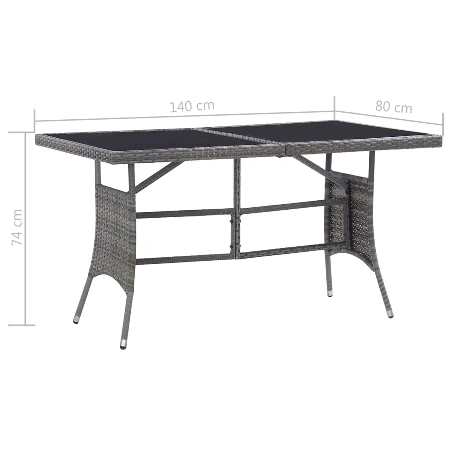 Table de jardin Gris 140x80x74 cm Résine tressée - 6