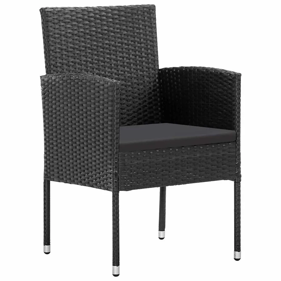 Chaises de jardin coussins noir lot de 4 noir résine tressée - 2