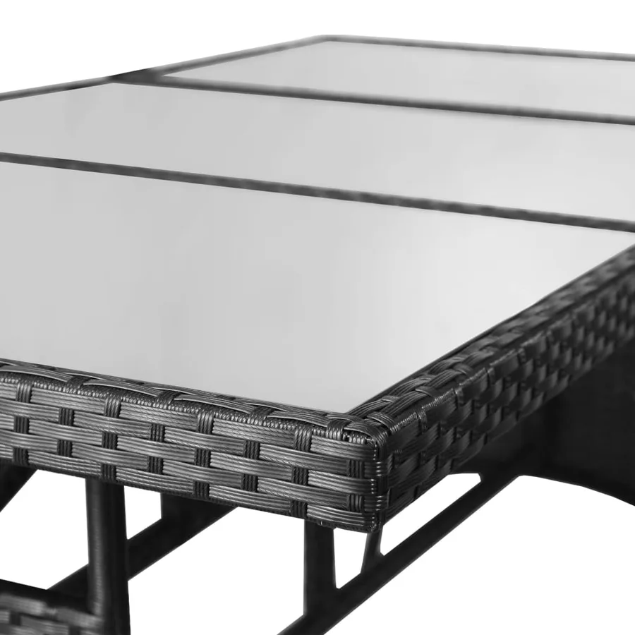 Table de jardin noir 170x80x74 cm résine tressée - 4