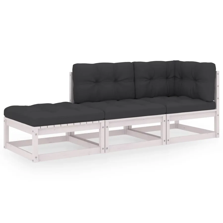 Salon de jardin 3 pcs avec coussins Bois de pin massif - 2