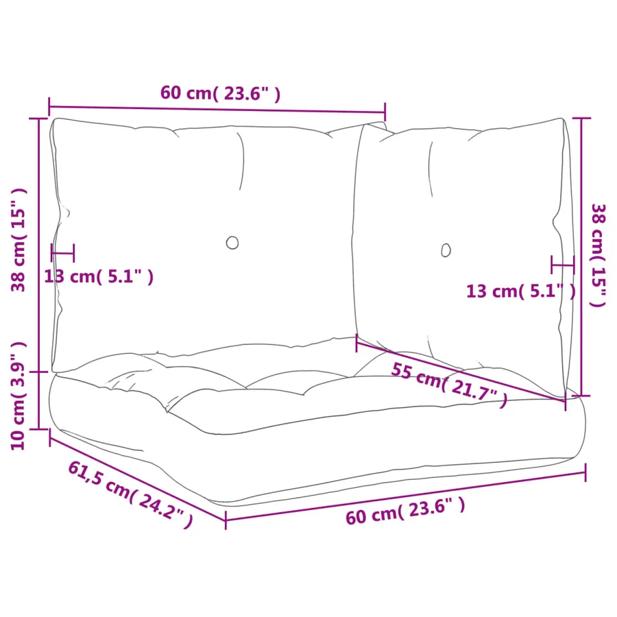 Coussins de palette lot de 3 bleu tissu - 11