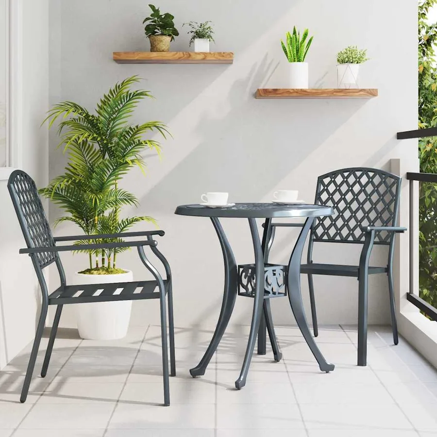 Chaise de jardin 2 pcs Anthracite 56 x 65 x 89 cm Acier - 3