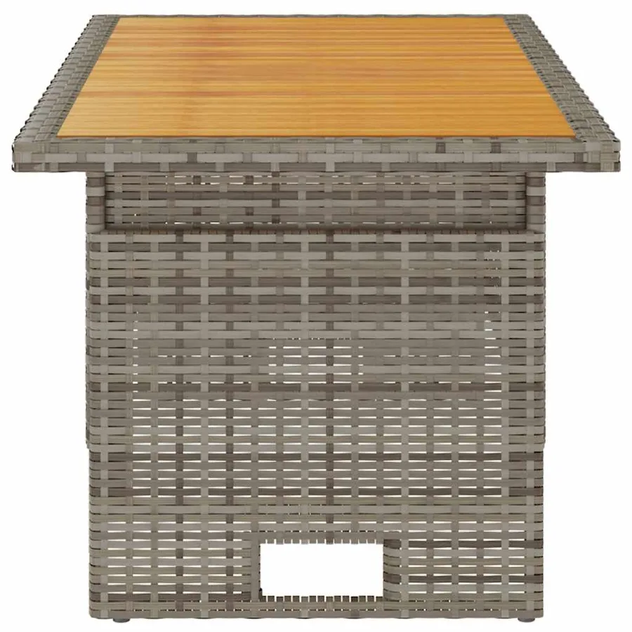 Table de jardin gris 100x50x43/63 cm acacia et résine tressée - 4