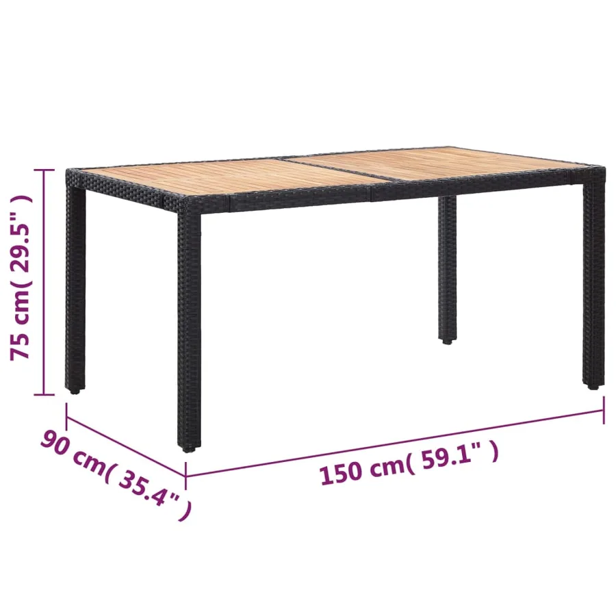 Ensemble à manger d'extérieur 7pcs coussins résine tressée noir - 11