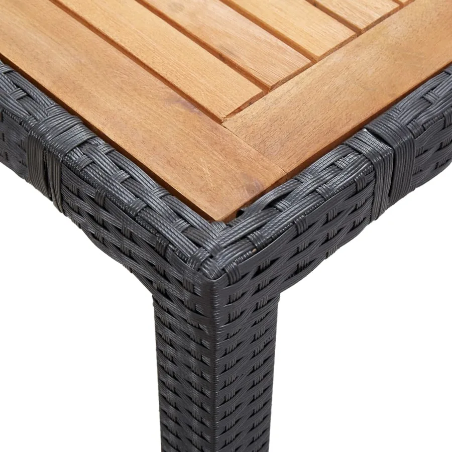 Ensemble à manger d'extérieur 7pcs coussins résine tressée noir - 4