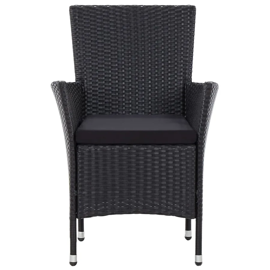 Ensemble à manger d'extérieur 7pcs coussins résine tressée noir - 5