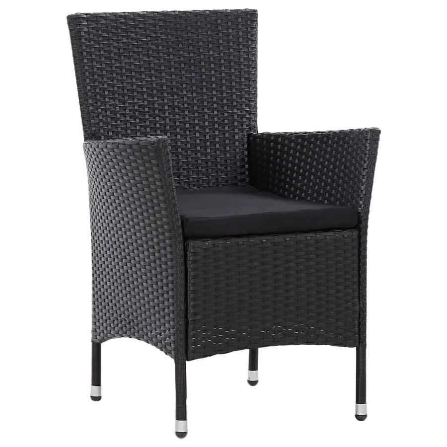 Ensemble à manger d'extérieur 7pcs coussins résine tressée noir - 6