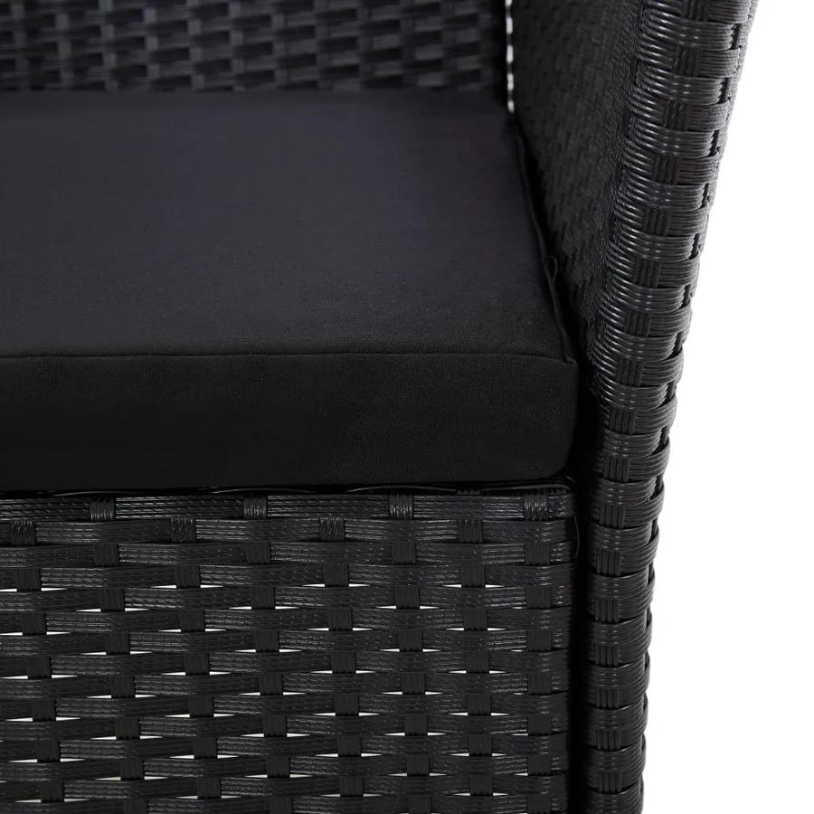 Ensemble à manger d'extérieur 7pcs coussins résine tressée noir - 9