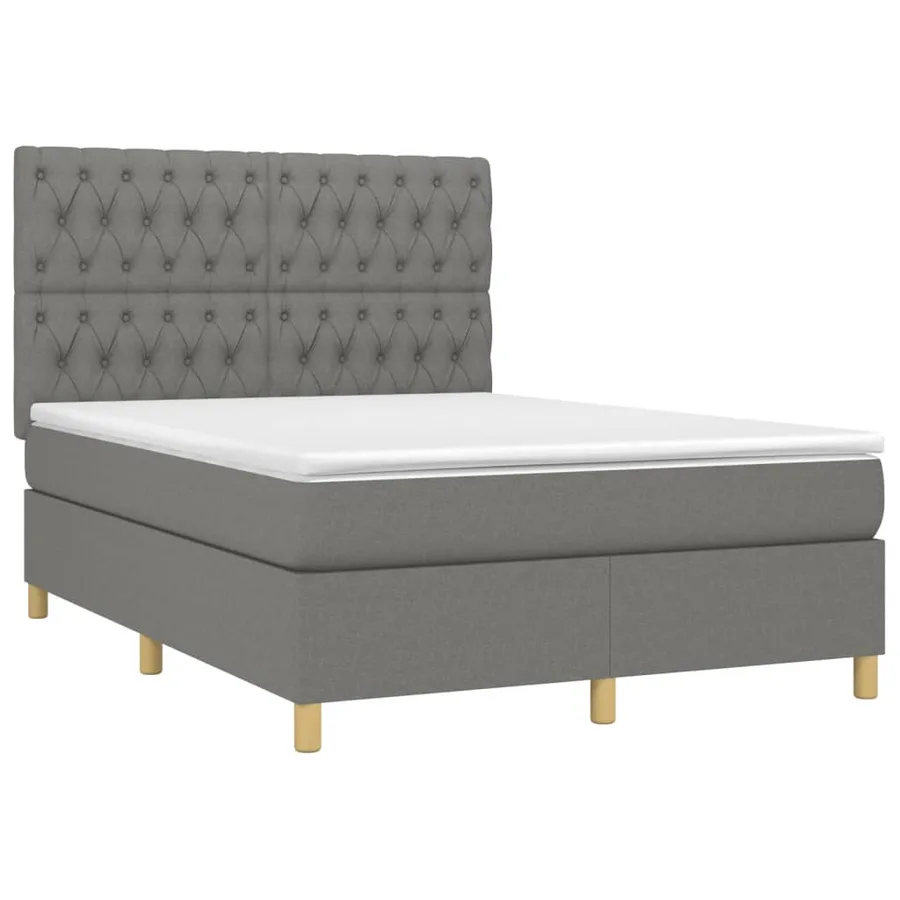 Sommier à lattes de lit avec matelas Gris foncé 140x190cm Tissu - 3