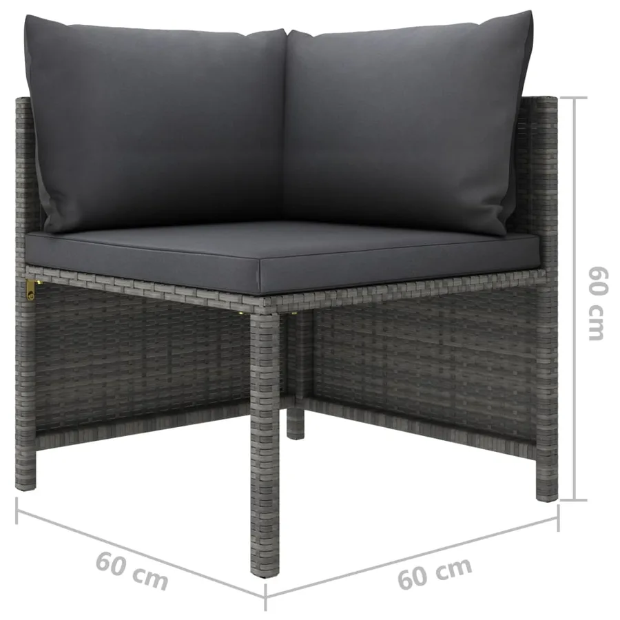 Salon de jardin 9 pcs avec coussins Résine tressée Gris - 10