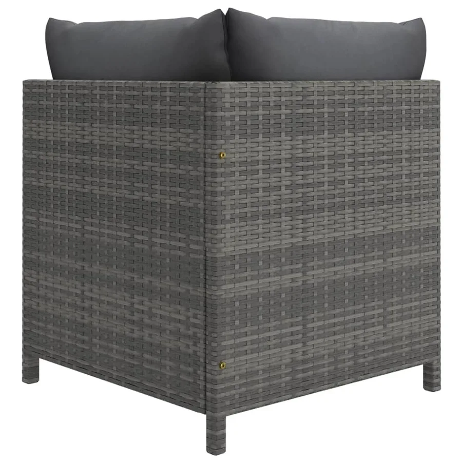 Salon de jardin 9 pcs avec coussins Résine tressée Gris - 4