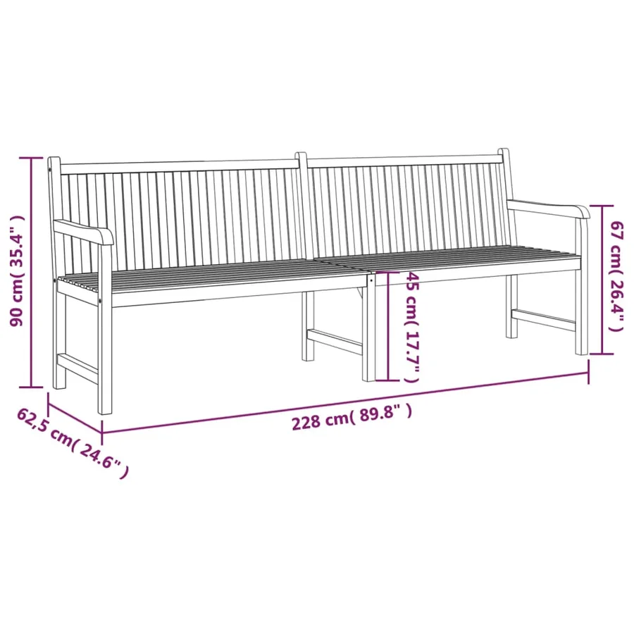 Banc de jardin 228 cm bois de teck solide - 9