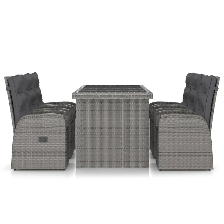 Salon de jardin 7 pcs avec coussins Résine tressée Gris - 3