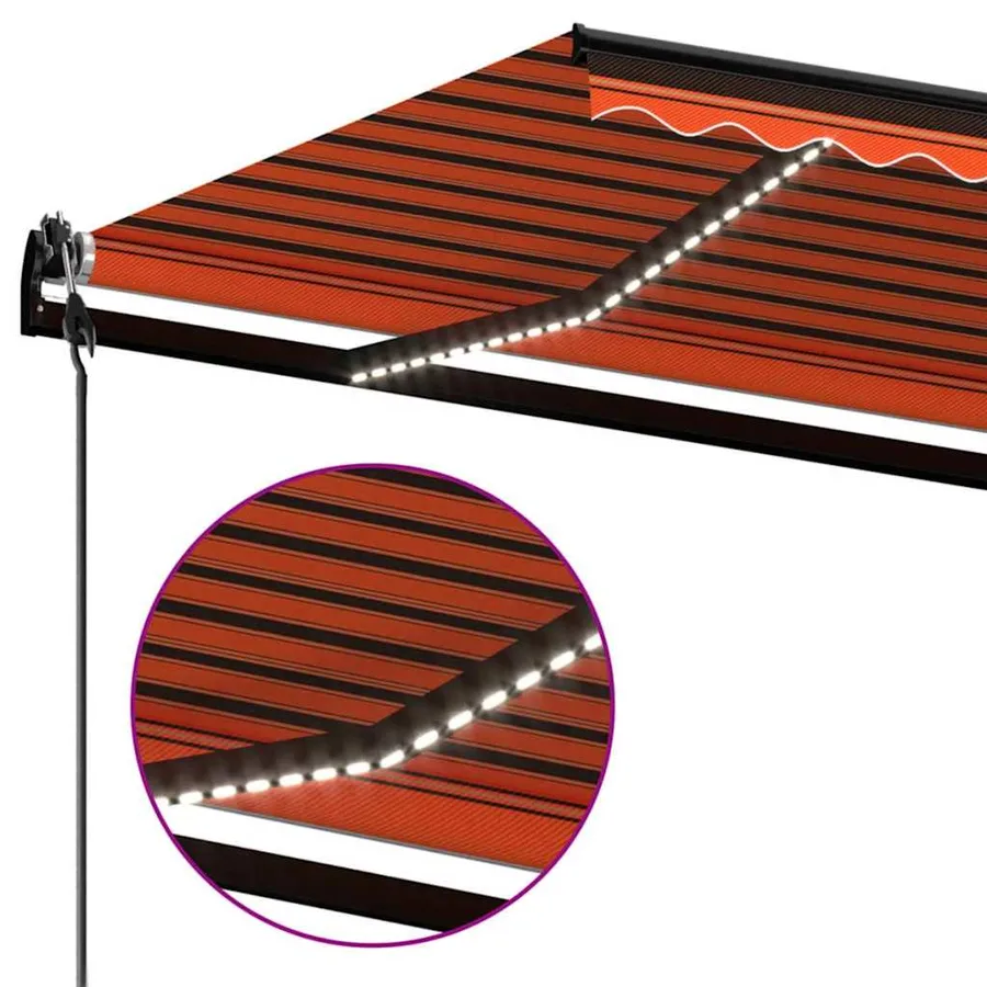 Auvent automatique capteur de vent/LED 300x250 cm Orange/marron - 5
