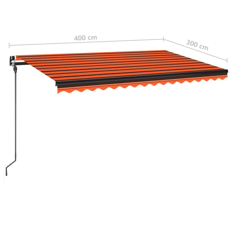 Auvent manuel rétractable avec LED 400x300 cm Orange et marron - 7